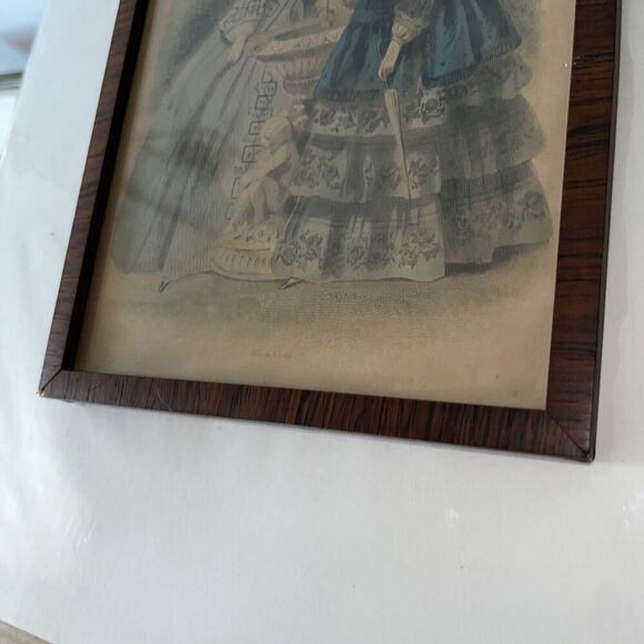 Antique 1863 Hand Colored Illman & Sons Engraving : Parisian Fashion - Framed - Picture 5 of 9